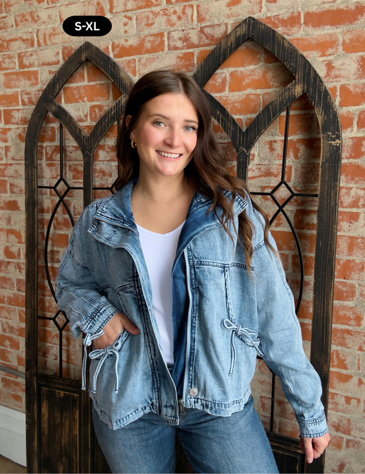Make It Reality Bow Denim Jacket