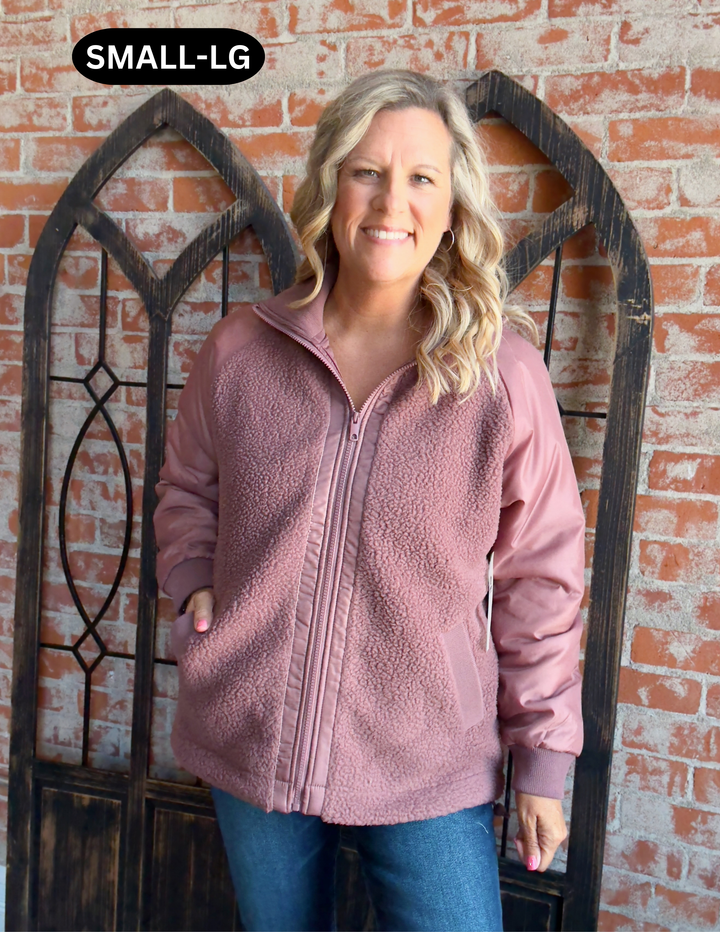 Getting Prepared Sherpa Jacket-Rose