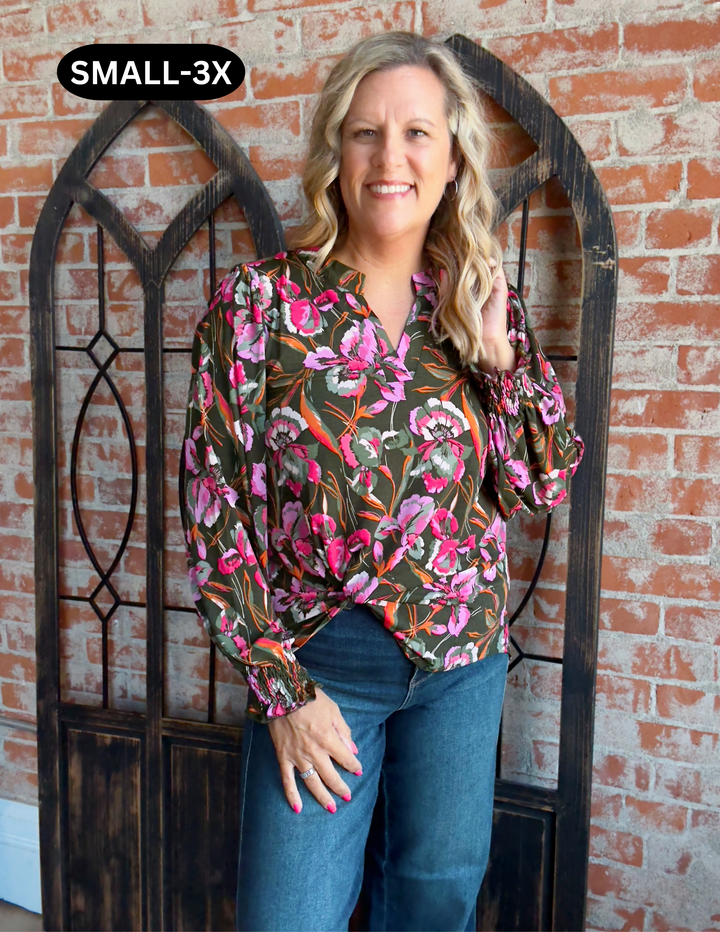 Good Day Ahead Floral Smocked Sleeve Lizzy