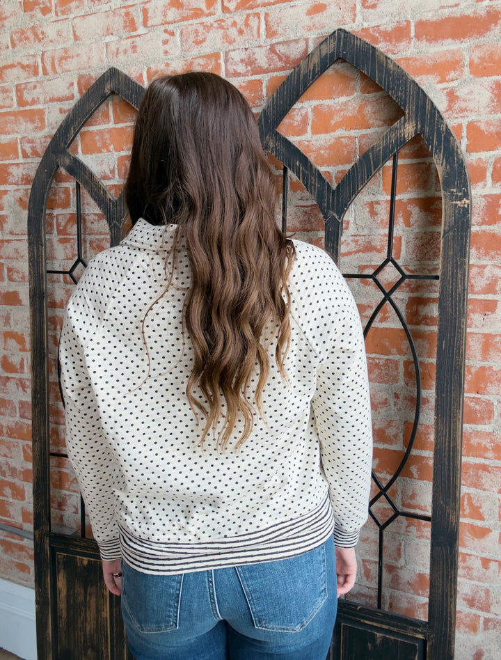 Can't Give Up Polka Dot Zip Up-Cream