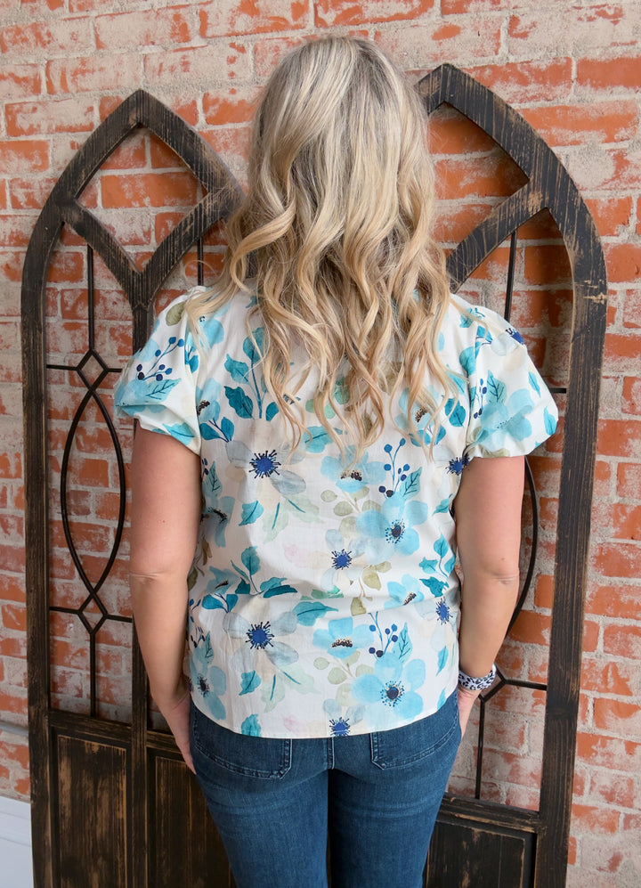 Baby Blue Blooms Blouse