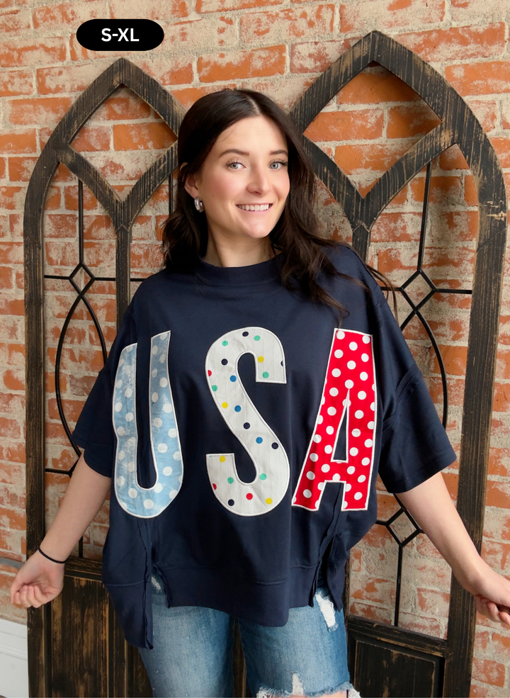 USA Patchwork Oversized Tee