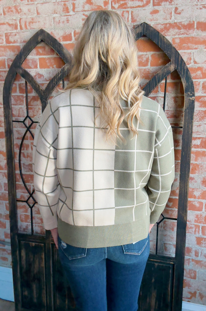 Take A Good Look Grid Color Block Sweater