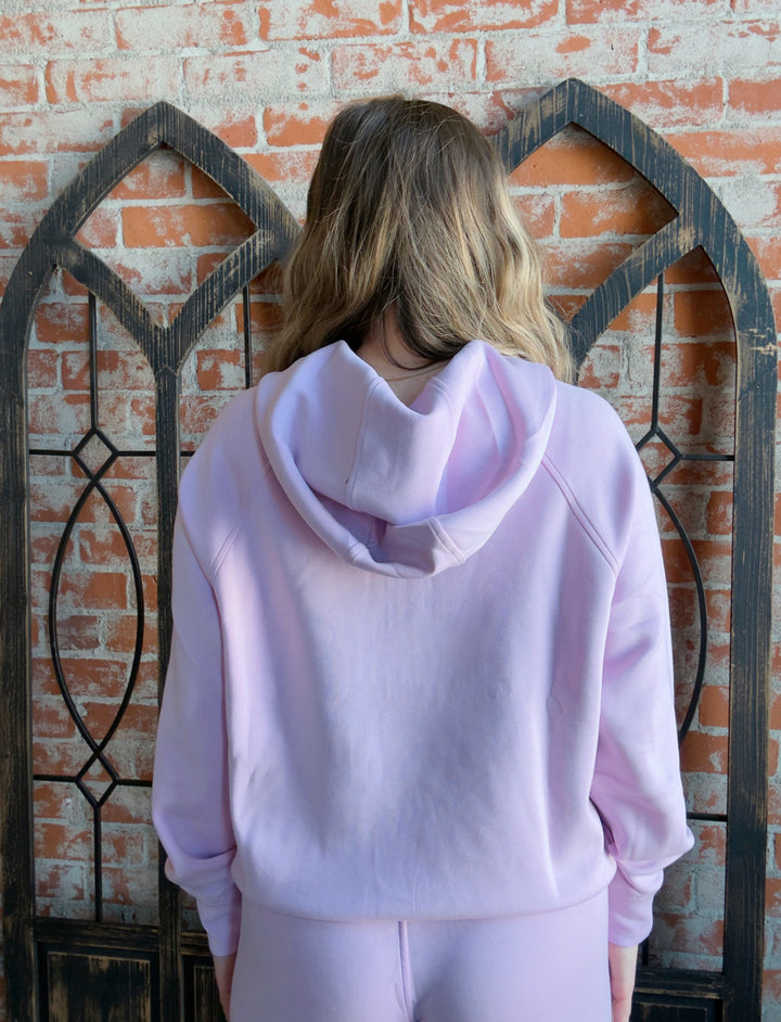 Comes Naturally Basic Scuba Zip Hoodie-Blossom