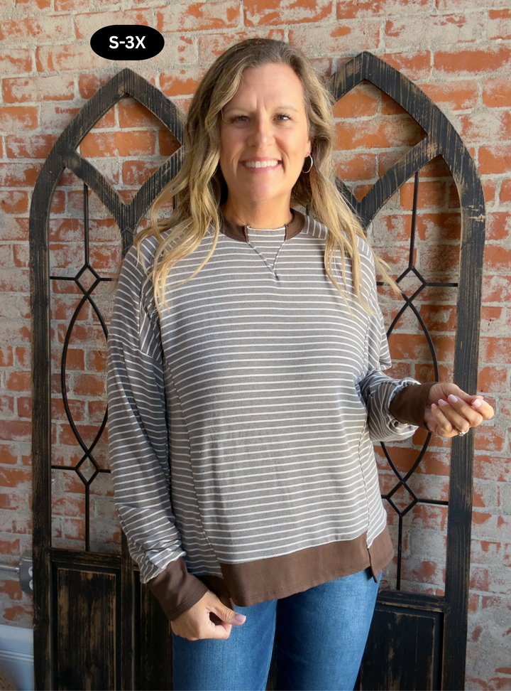Break It Down Striped Crewneck