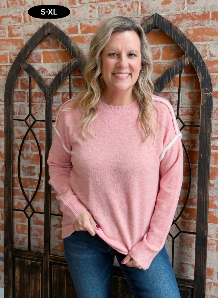 Made Me Blush Pipe Sleeve Sweater