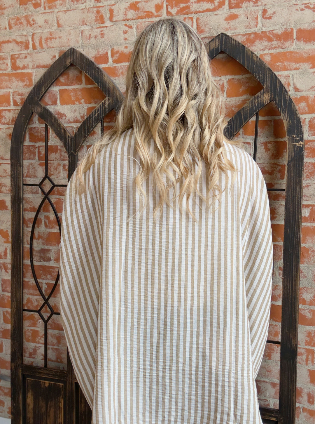 On Beach Time Striped Kimono