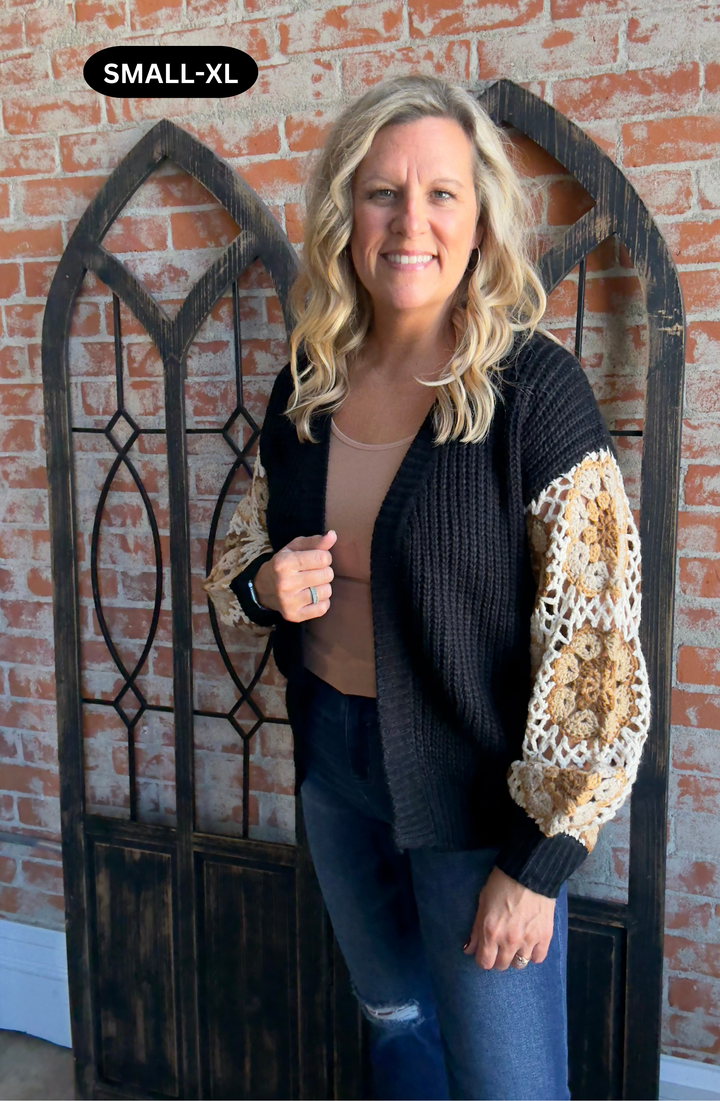 Showin' Off Crochet Sleeve Sweater Cardigan