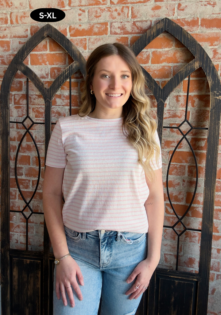 Add It To The List Striped Tee-Pink