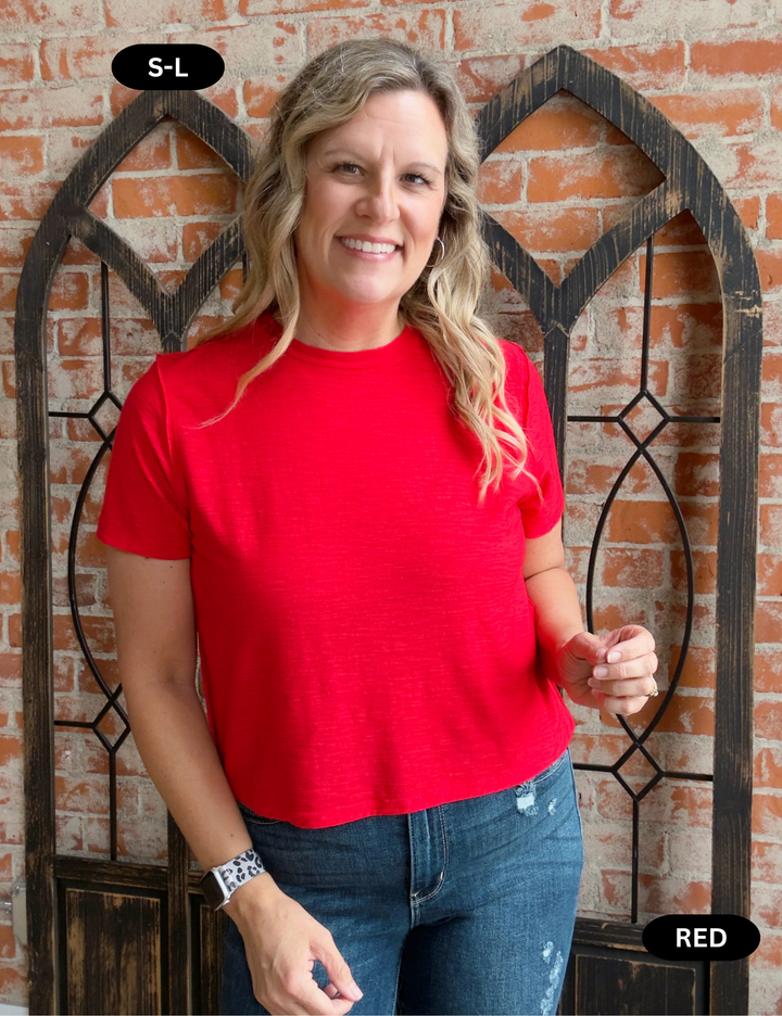 New Favorite Tee-Magenta & Red