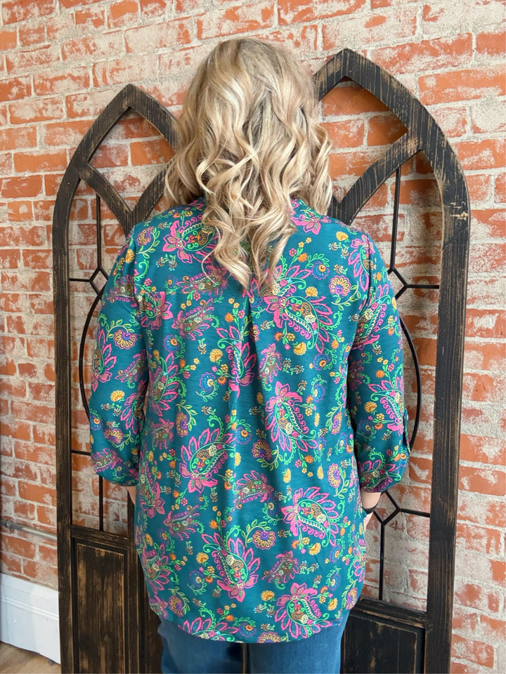 Teal Floral Paisley Lizzy