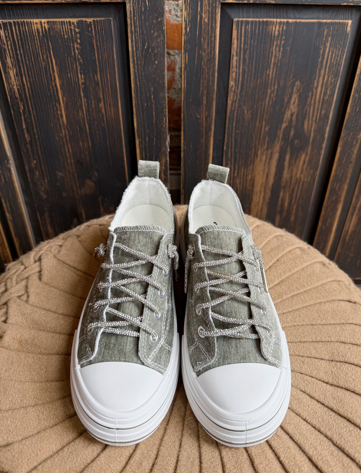 Very G Give Me Glitter Velvet Sneaker-Sage
