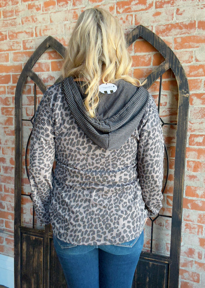 Can't Be Tamed Leopard Color Block Hoodie