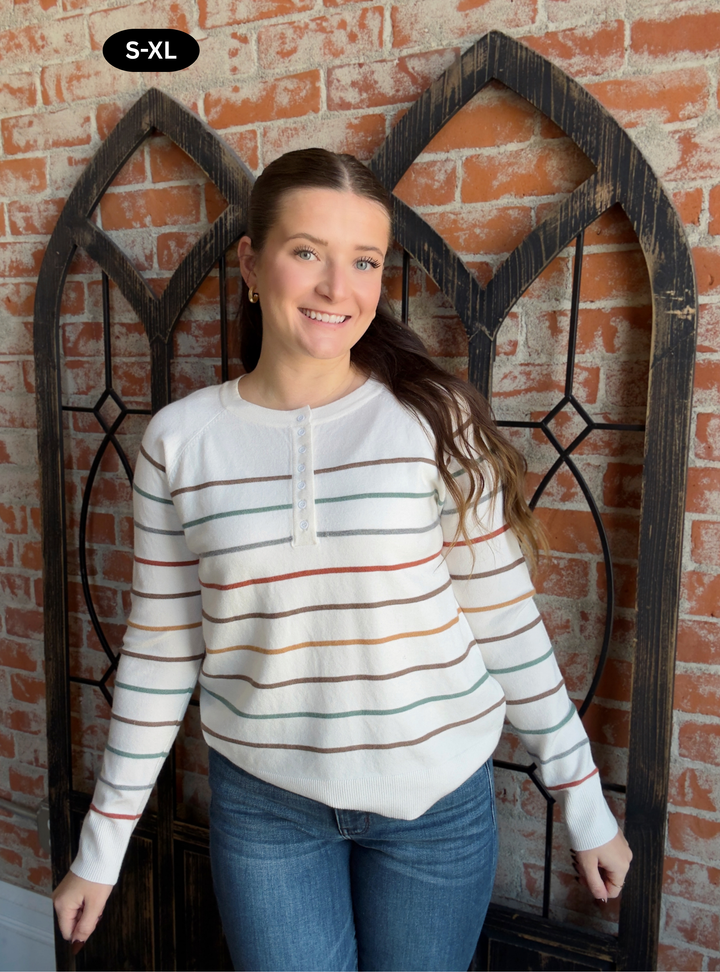 Relish In It Striped Henley Sweater