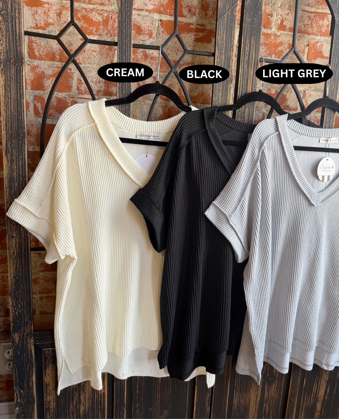 Just What You Need Ribbed Tee-Neutral Tones