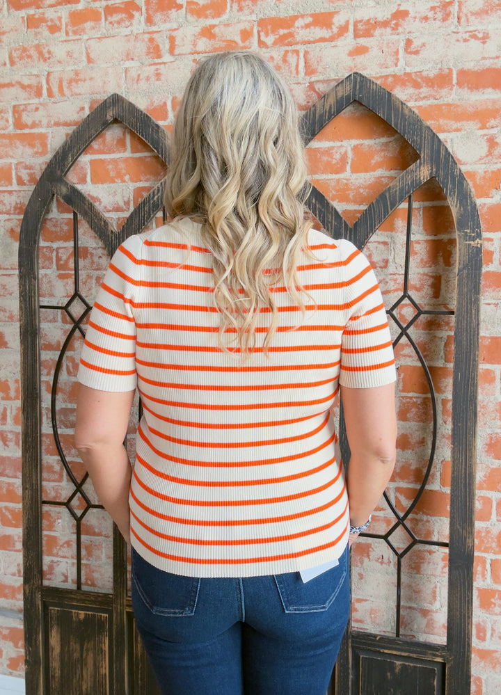 You're My Darling Striped Cardigan-Orange