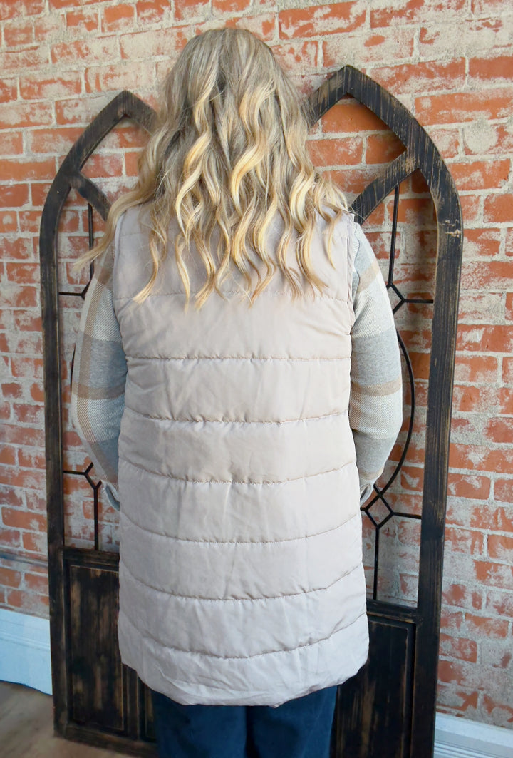Put On A Show Long Vest-Stone