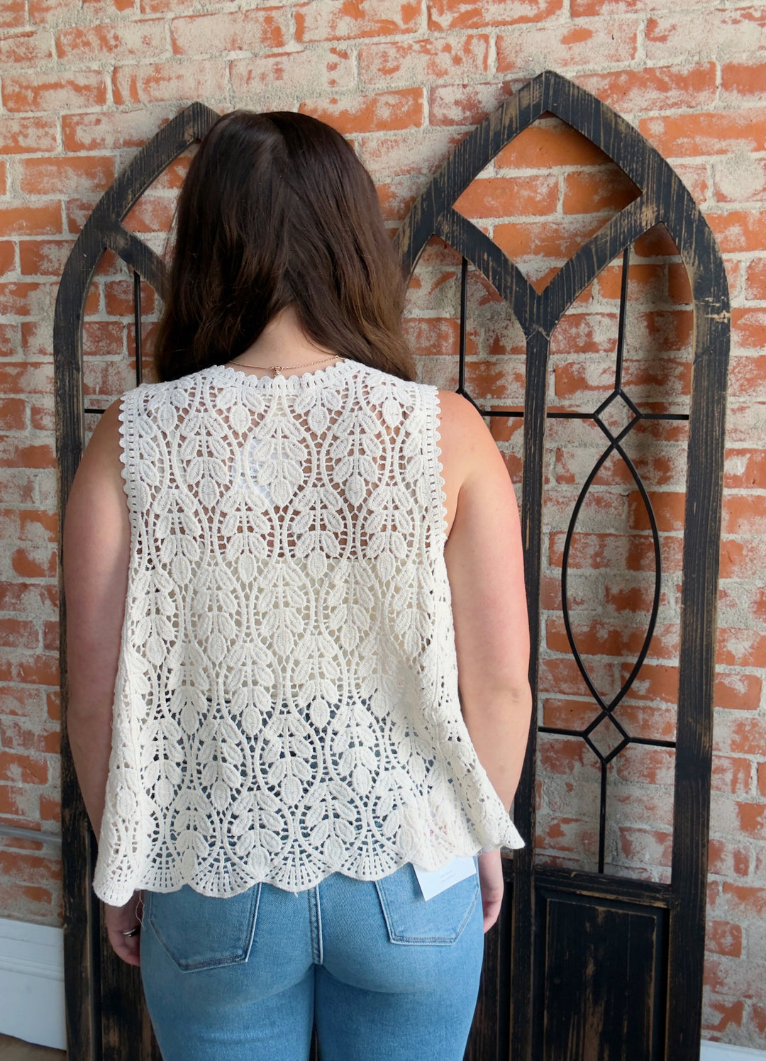 Beautiful Moments Crochet Vest-Cream
