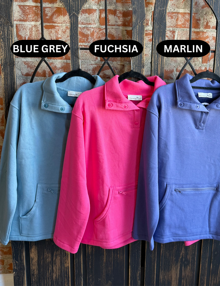Top Secret Fleece Half Button Up-3 Colors