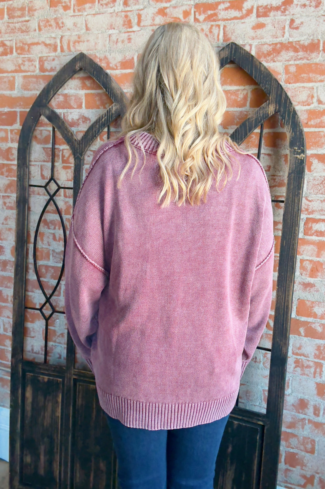 No Hiding Burnout Sweater-Dried Cranberry