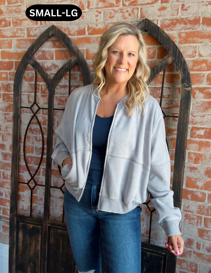 Keep Up With Me Acid Wash Jacket