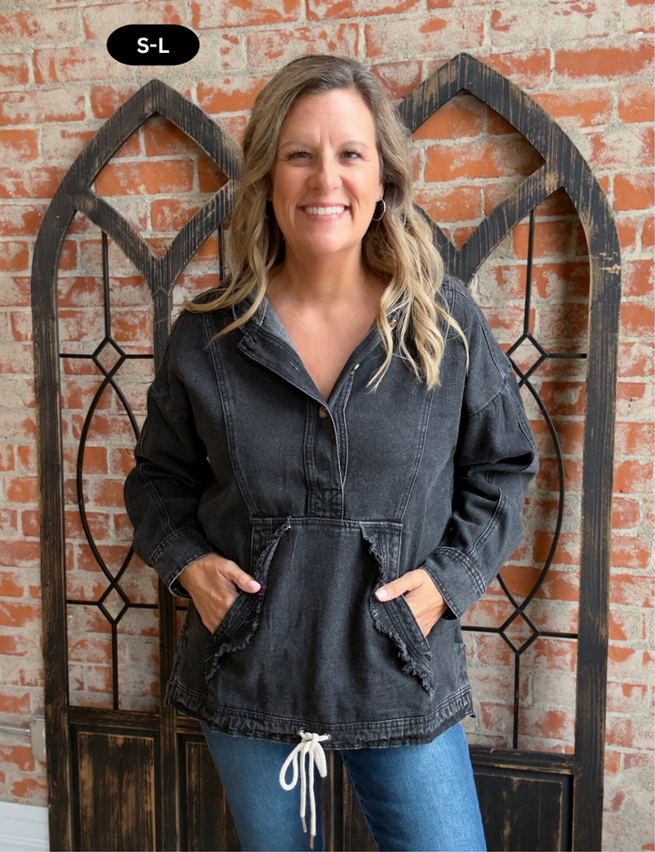 I'll Settle Denim Button Up