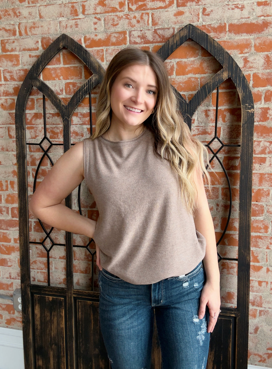 Be There Sweater Tank-Mocha