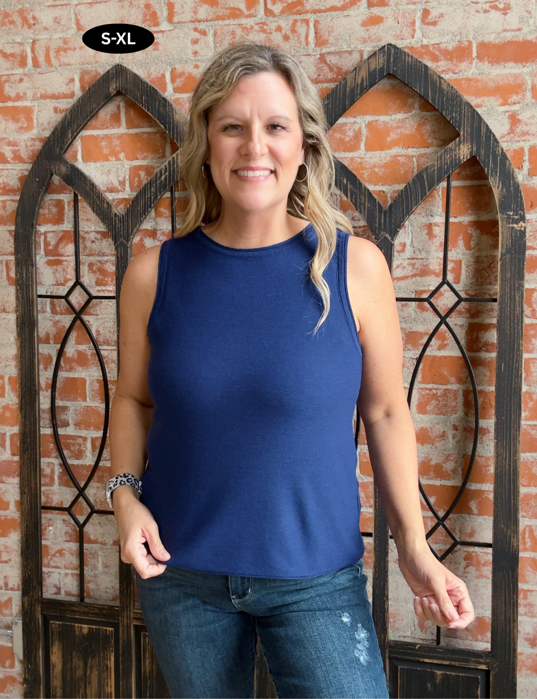 Be There Sweater Tank-Navy
