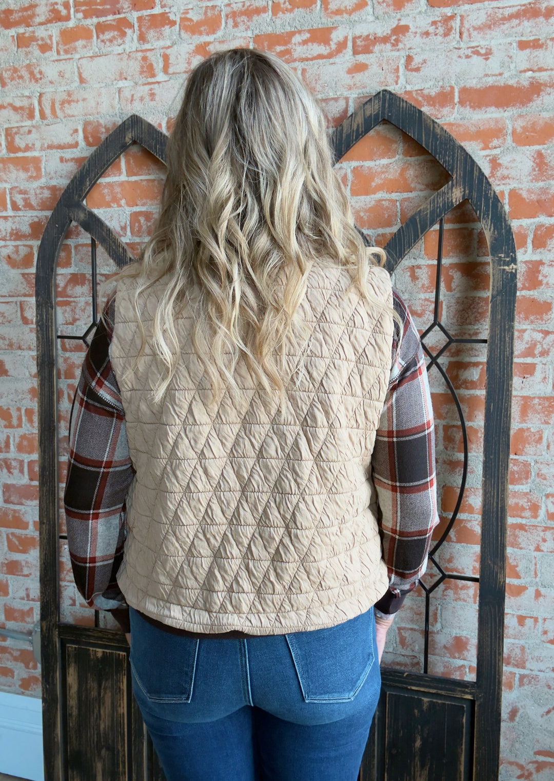 In My Favor Quilted Vest-Taupe