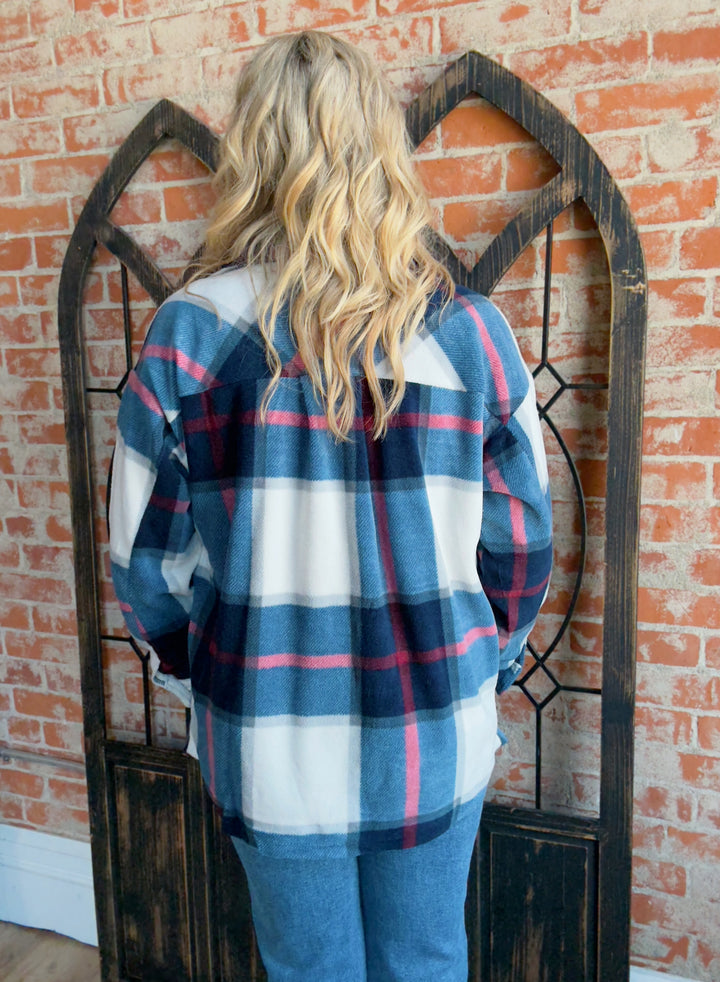 Keep It Cozy Fleece Shacket-Navy