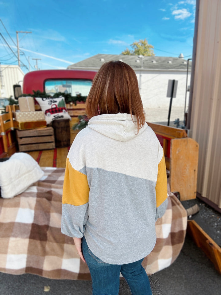 Shine Bright Gold Color Block Hoodie