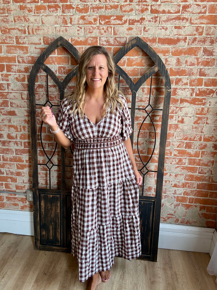 Fall Embrace Gingham Dress