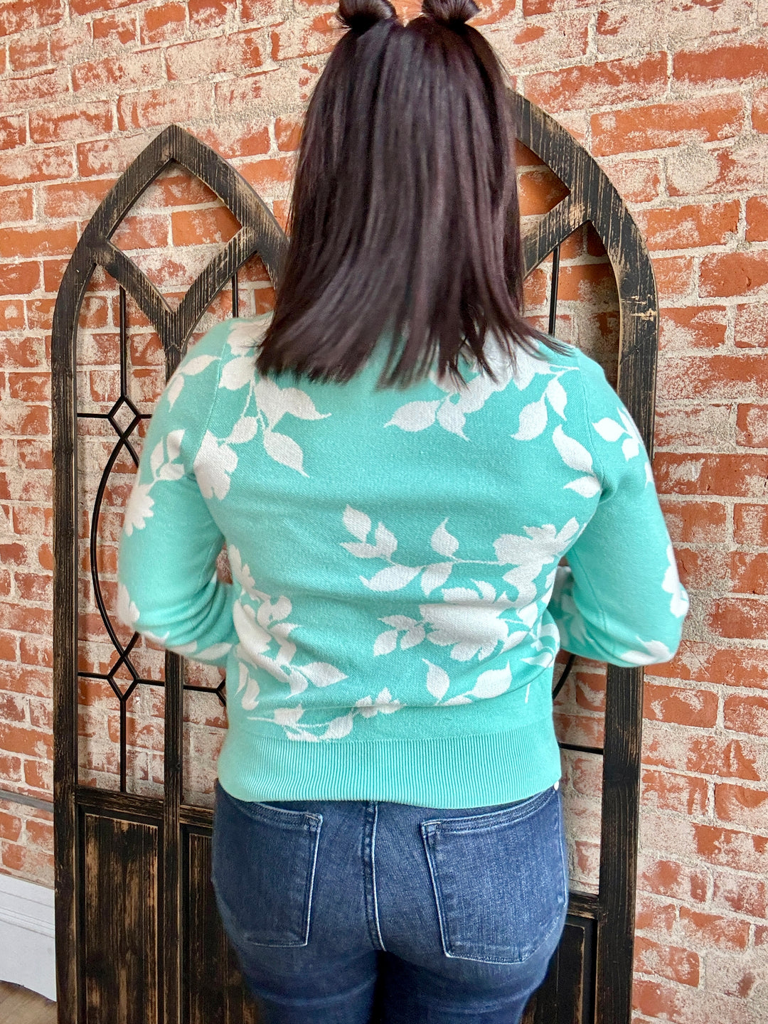 The Good Life Floral Sweater-Aqua