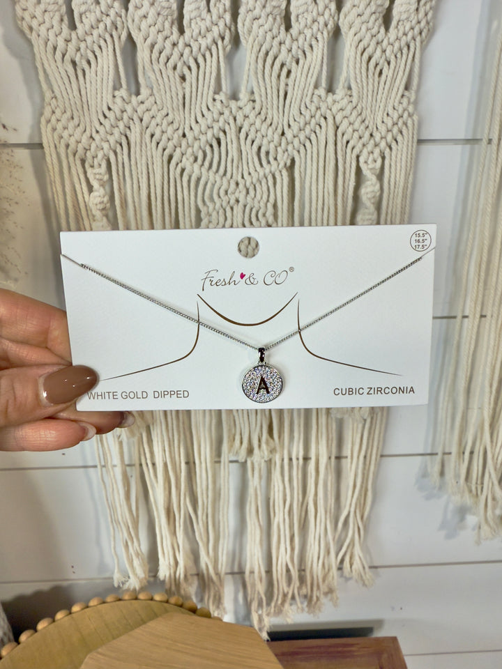 Silver Pave Initial Necklace