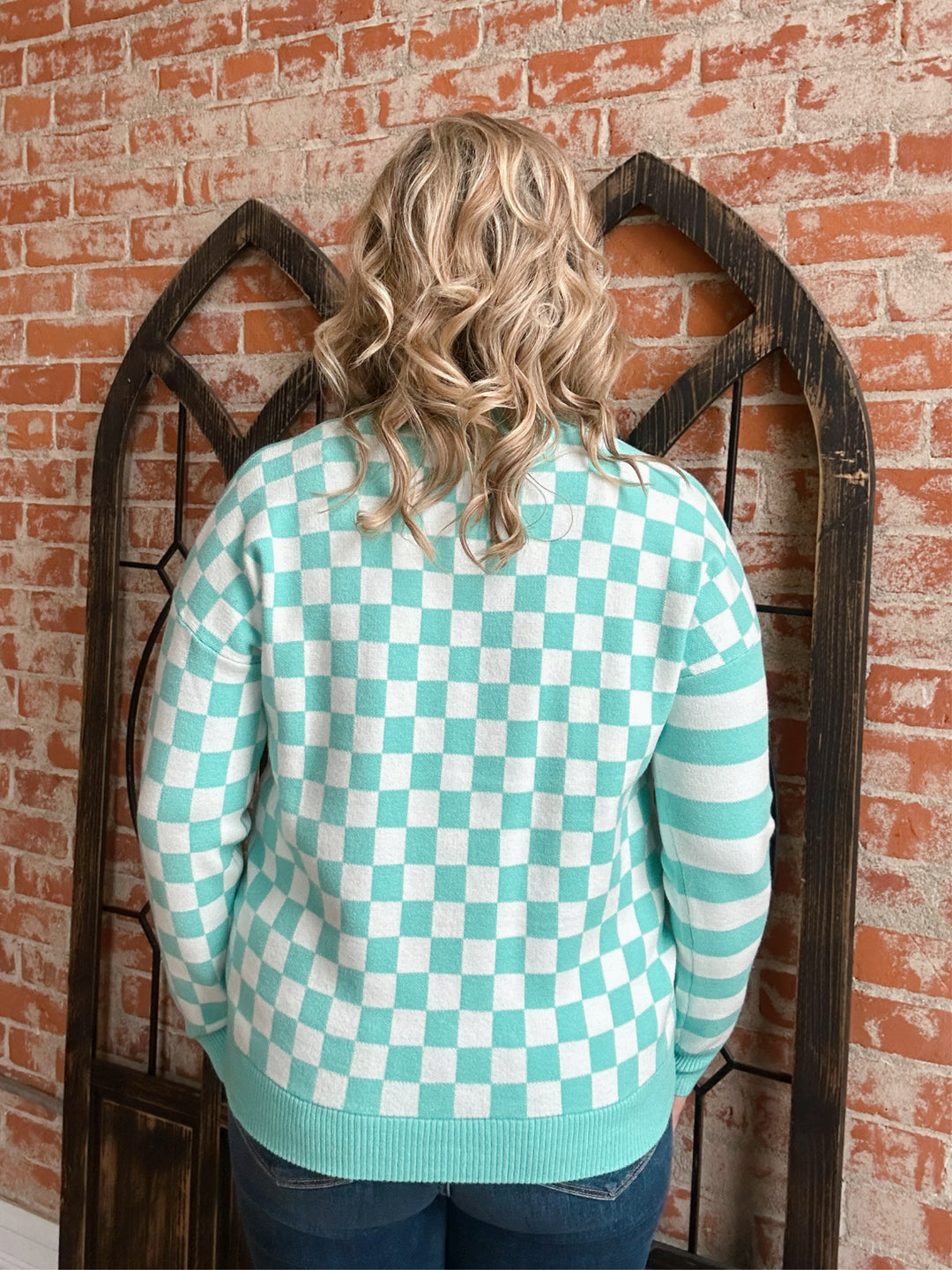 Happy Go Lucky Checkered Color Block Sweater