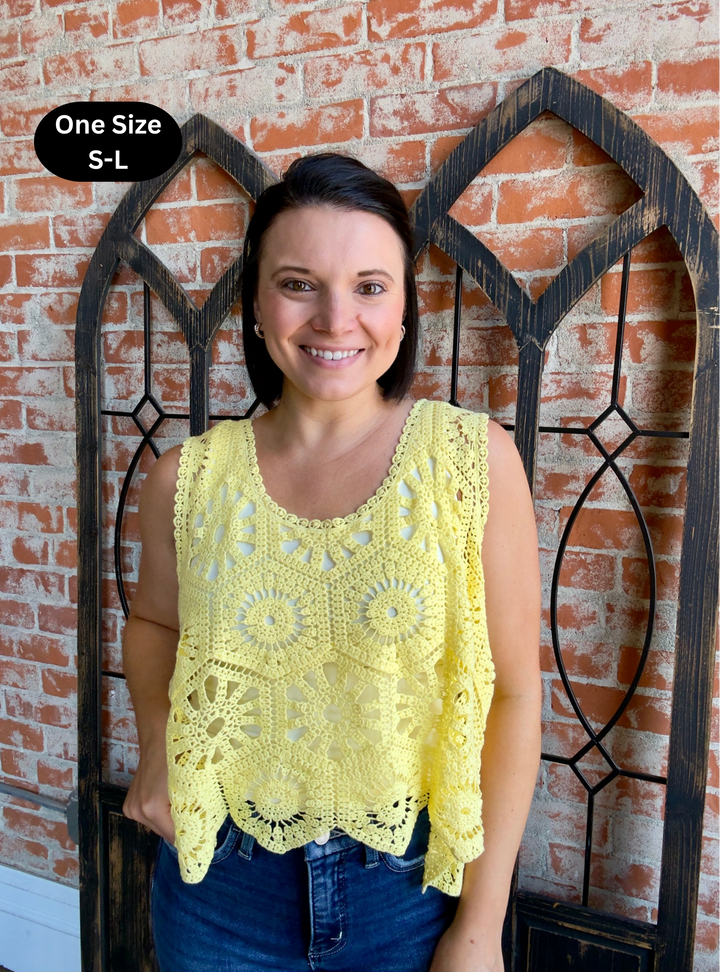 Make Your Head Spin Crochet Tank-Canary Yellow