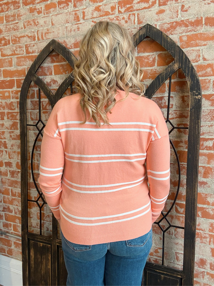 Talk Sweet To Me Striped Sweater-Coral