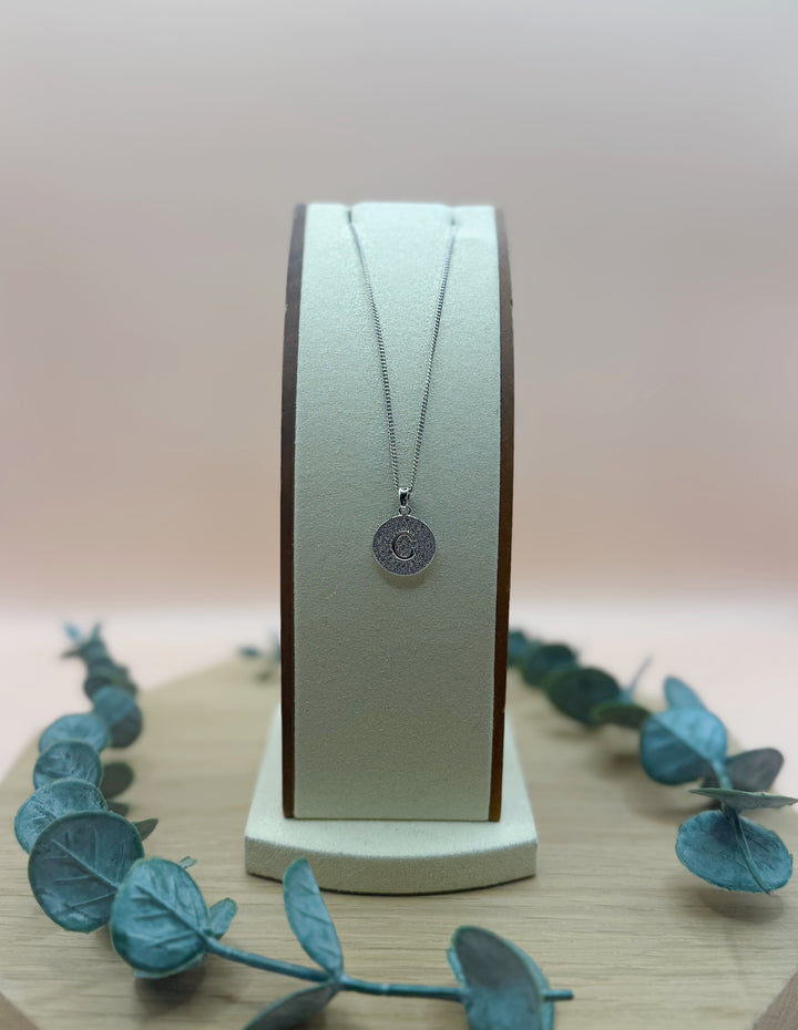 Silver Pave Initial Necklace