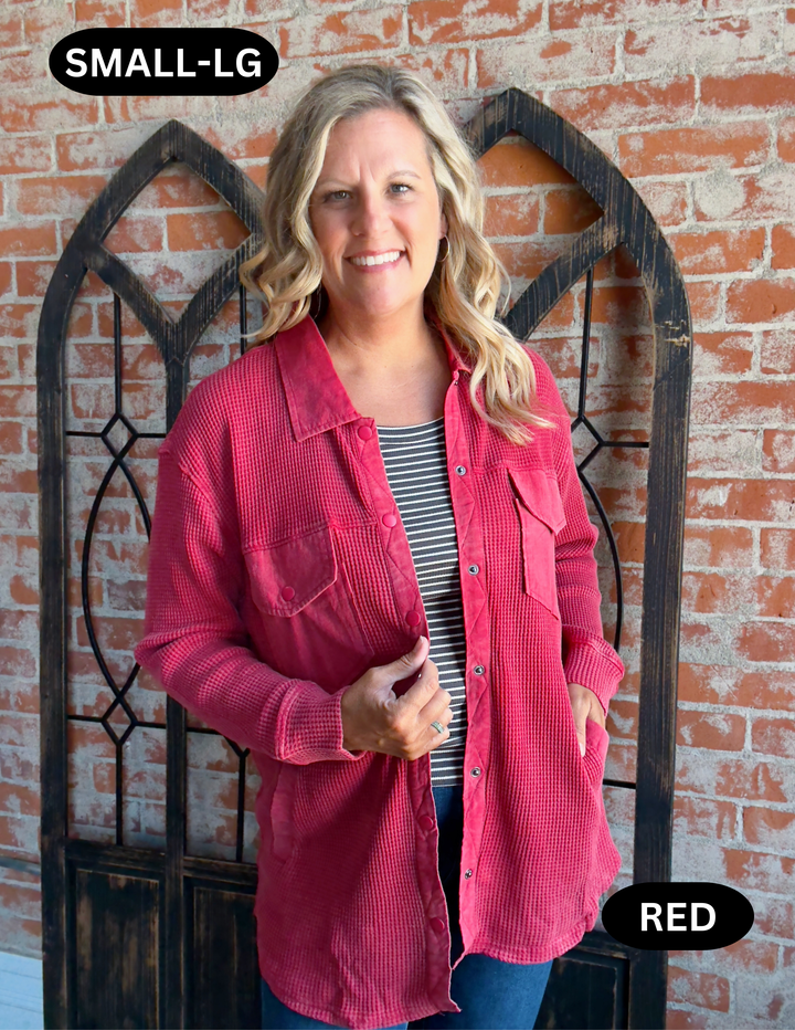 Just What You Need Waffle Shacket-2 Colors
