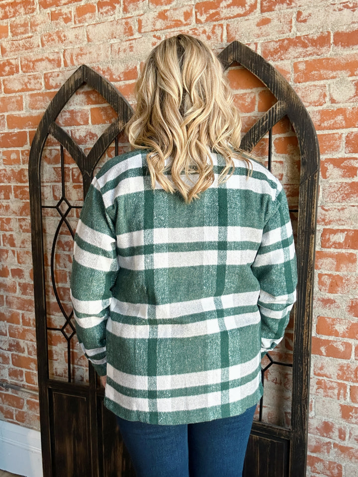 The Season's End Green Plaid Shacket