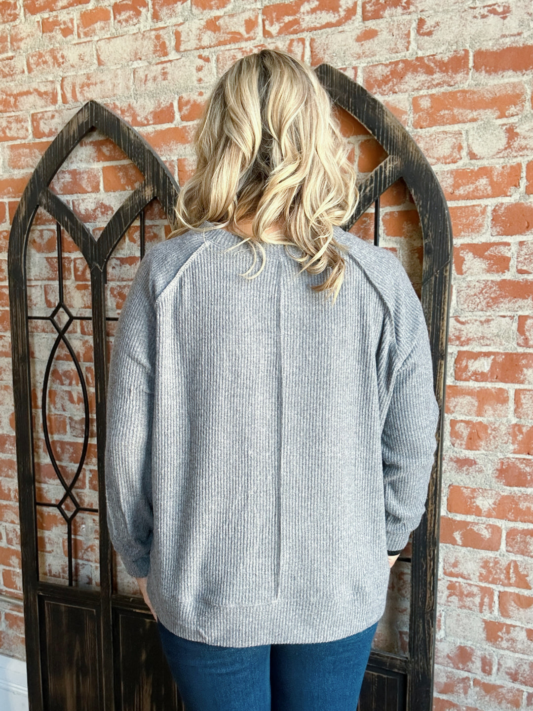 Beating The Standard Ribbed Long Sleeve-H. Grey