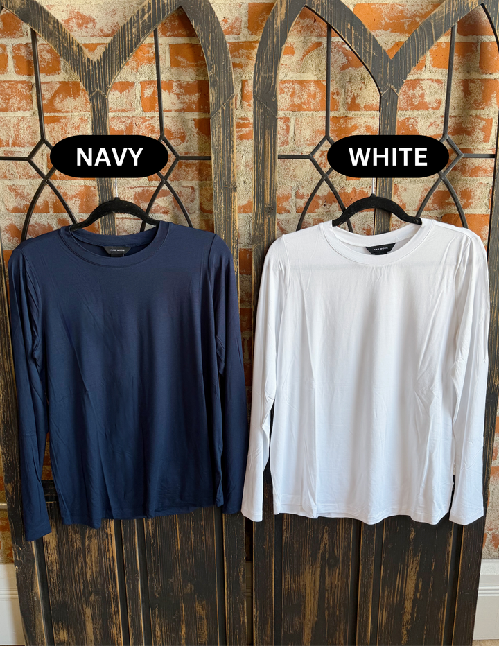 Best I've Ever Had Basic Long Sleeve- Navy & White