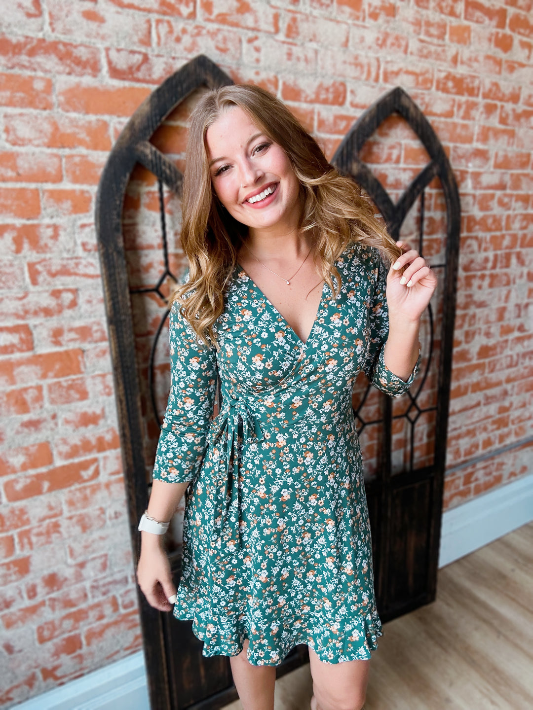 Sweet Little Something Green Ditsy Floral Dress