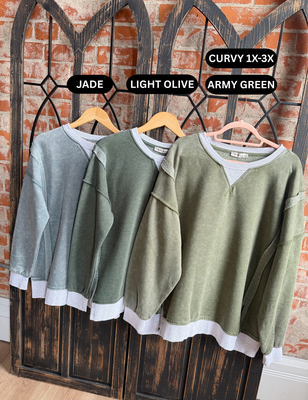 My Saturday In Burnout Fleece Crewneck-Green Tones