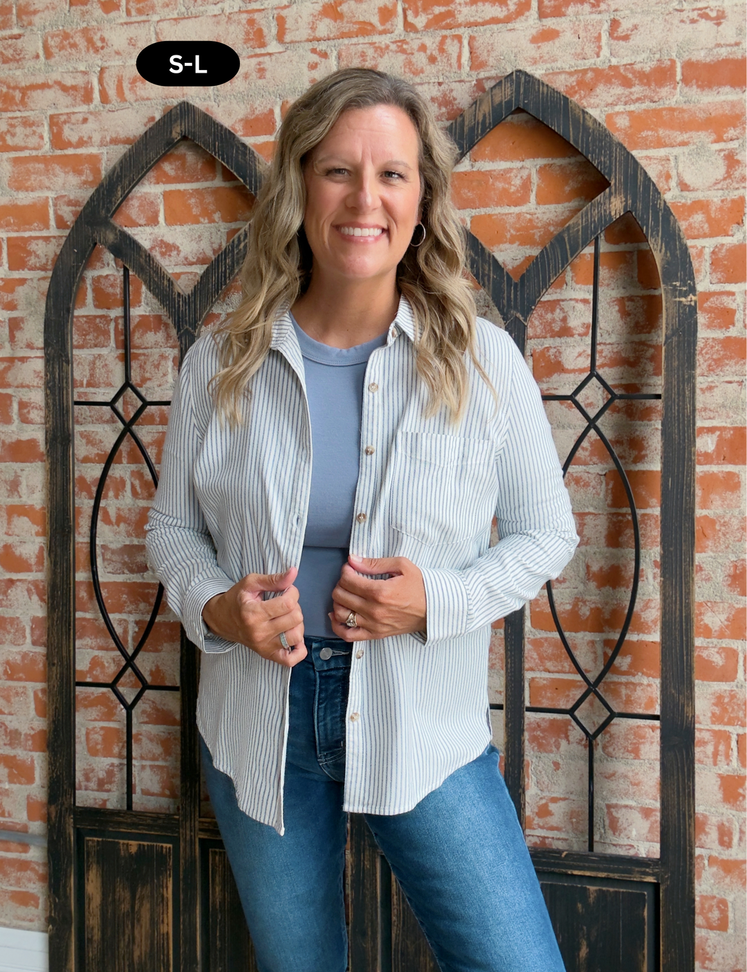 Take On The Day Pin Striped Button Up