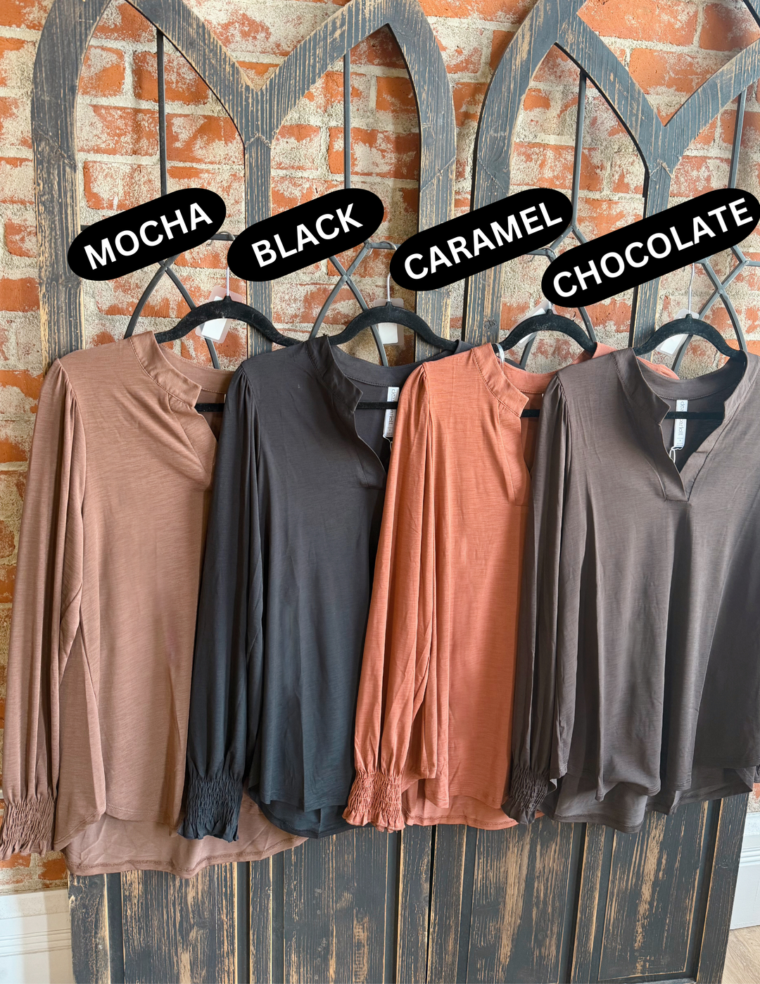 A Lot To Love Basic Smocked Sleeve Lizzy-Neutrals