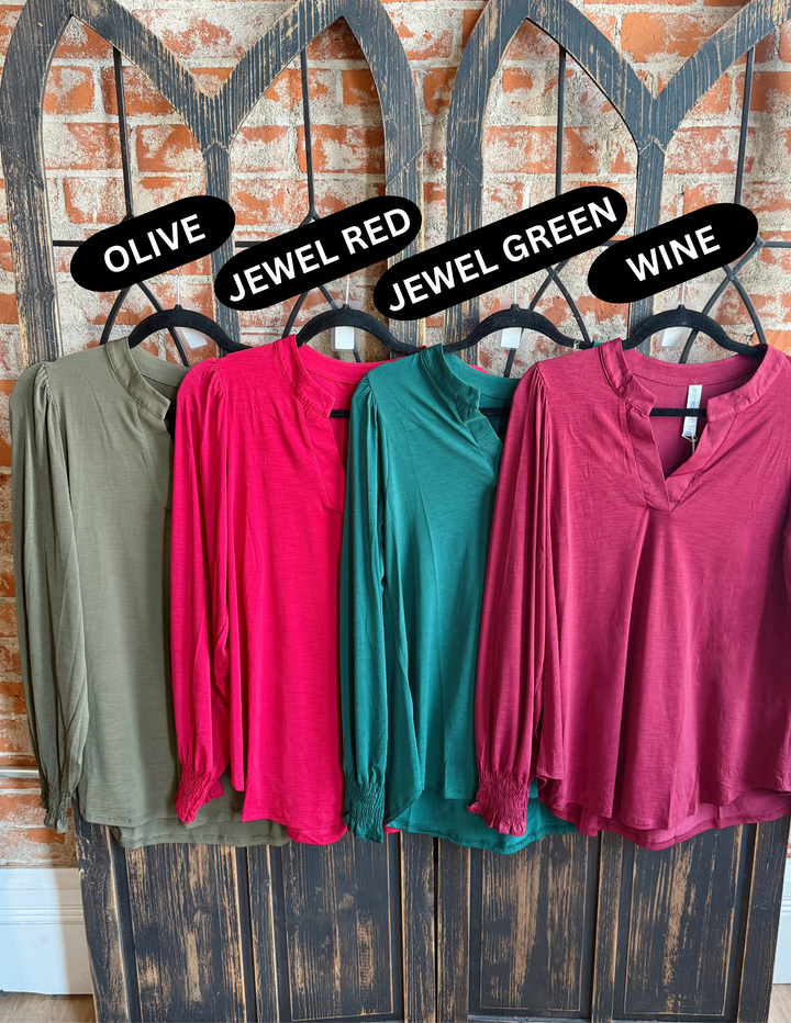 A Lot To Love Basic Smocked Sleeve Lizzy-Fall Colors