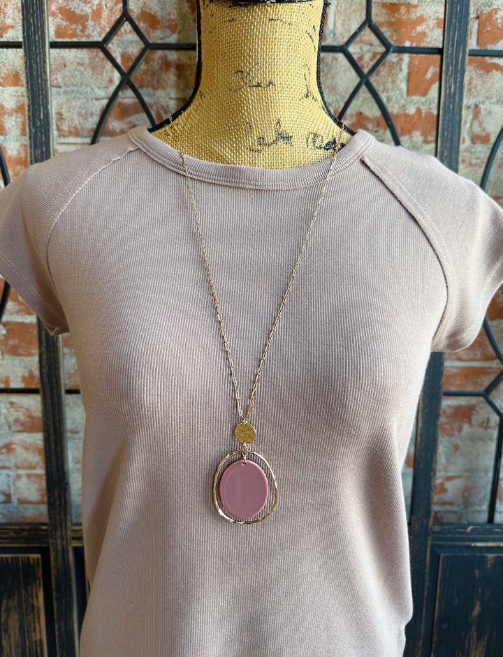 Mauve Stone Pendant Necklace