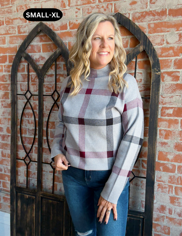Wrapped Up In You Plaid Sweater