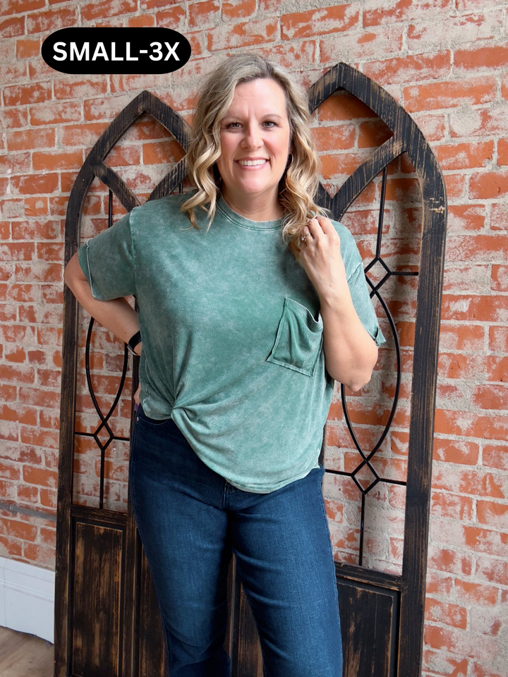 Softer Than Silk Pocket Tee-Hunter Green
